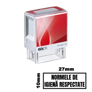 Stampila NORMELE DE IGIENA RESPECTATE de birou 27x10mm
