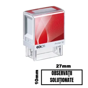 Stampila OBSERVATII SOLUTIONATE de birou 27x10mm