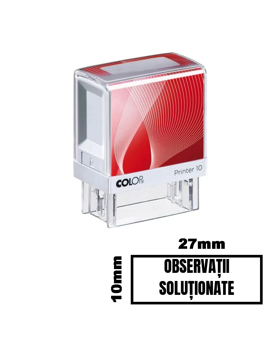 Stampila OBSERVATII SOLUTIONATE de birou 27x10mm