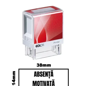 Stampila DE BIROU ABSENTA MOTIVATA de birou 38x14mm