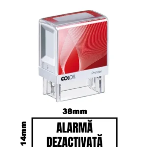 Stampila DE BIROU ALARMA DEZACTIVATA de birou 38x14mm