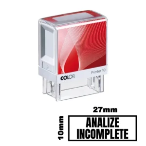 Stampila ANALIZE INCOMPLETE de birou 27x10mm
