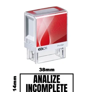 Stampila DE BIROU ANALIZE INCOMPLETE de birou 38x14mm