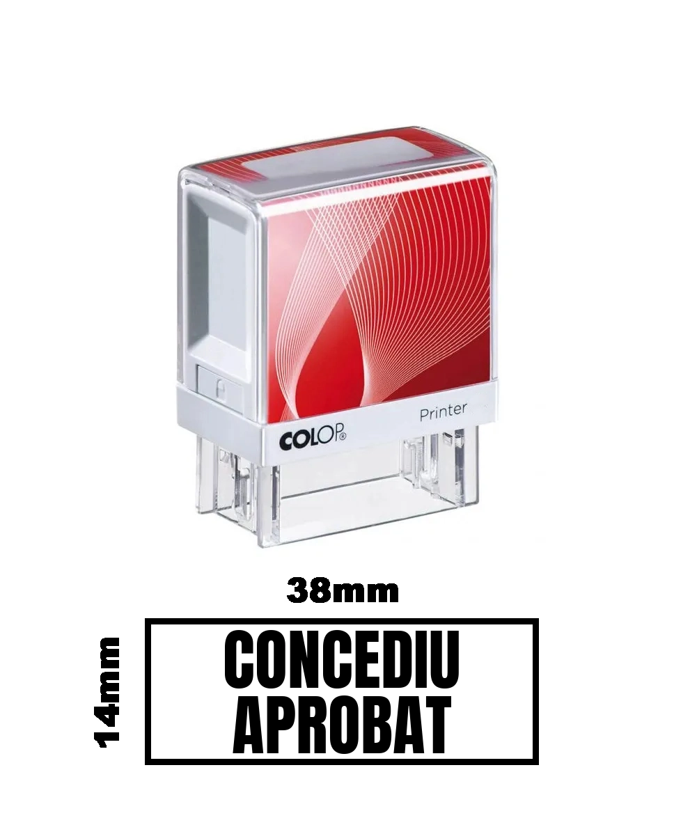 Stampila DE BIROU CONCEDIU APROBAT de birou 38x14mm