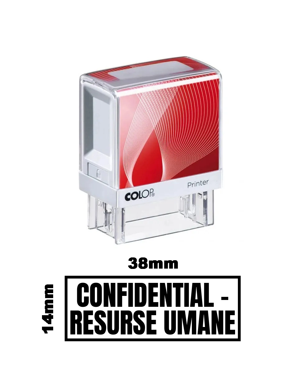 Stampila DE BIROU CONFIDENTIAL RESURSE UMANE de birou 38x14mm