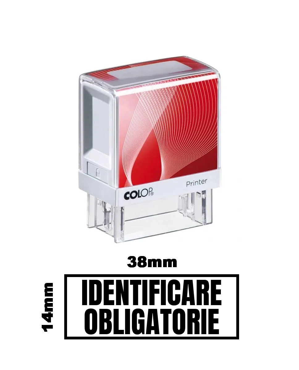 Stampila DE BIROU IDENTIFICARE OBLIGATORIE de birou 38x14mm