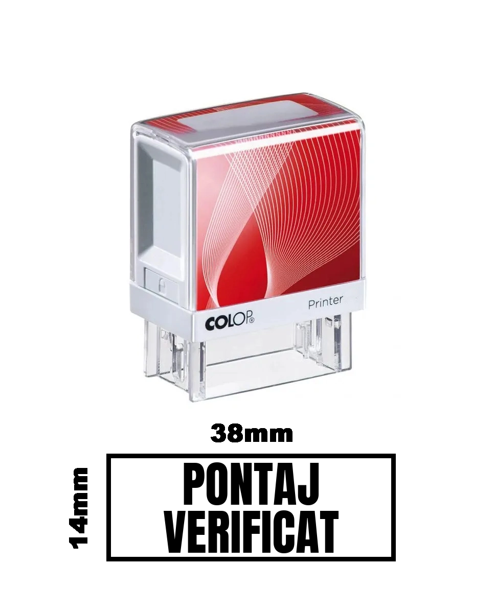 Stampila DE BIROU PONTAJ VERIFICAT de birou 38x14mm