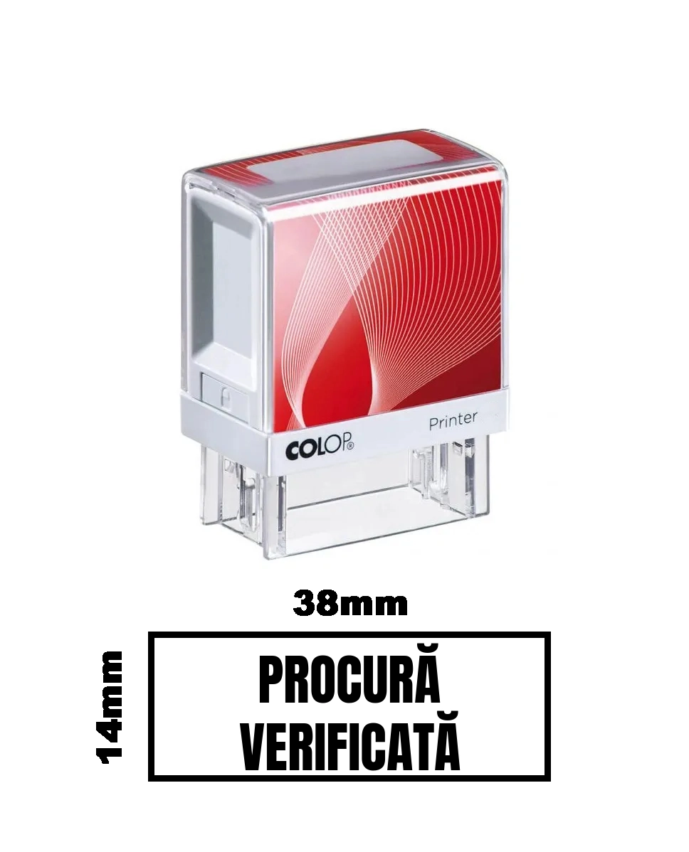 Stampila DE BIROU PROCURA VERIFICATA de birou 38x14mm